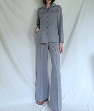 Vintage 1970s Leisure Suit, White Stag, High Waist Wide Leg Pant Suit, S/M