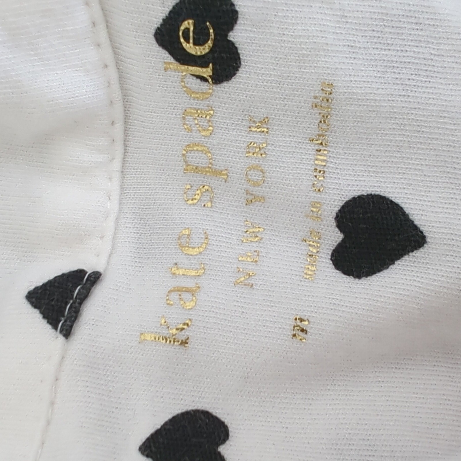 Kate Spade Womens Button Down Lounge Pajama Top White Black Hearts Sleepwear M thumbnail 4