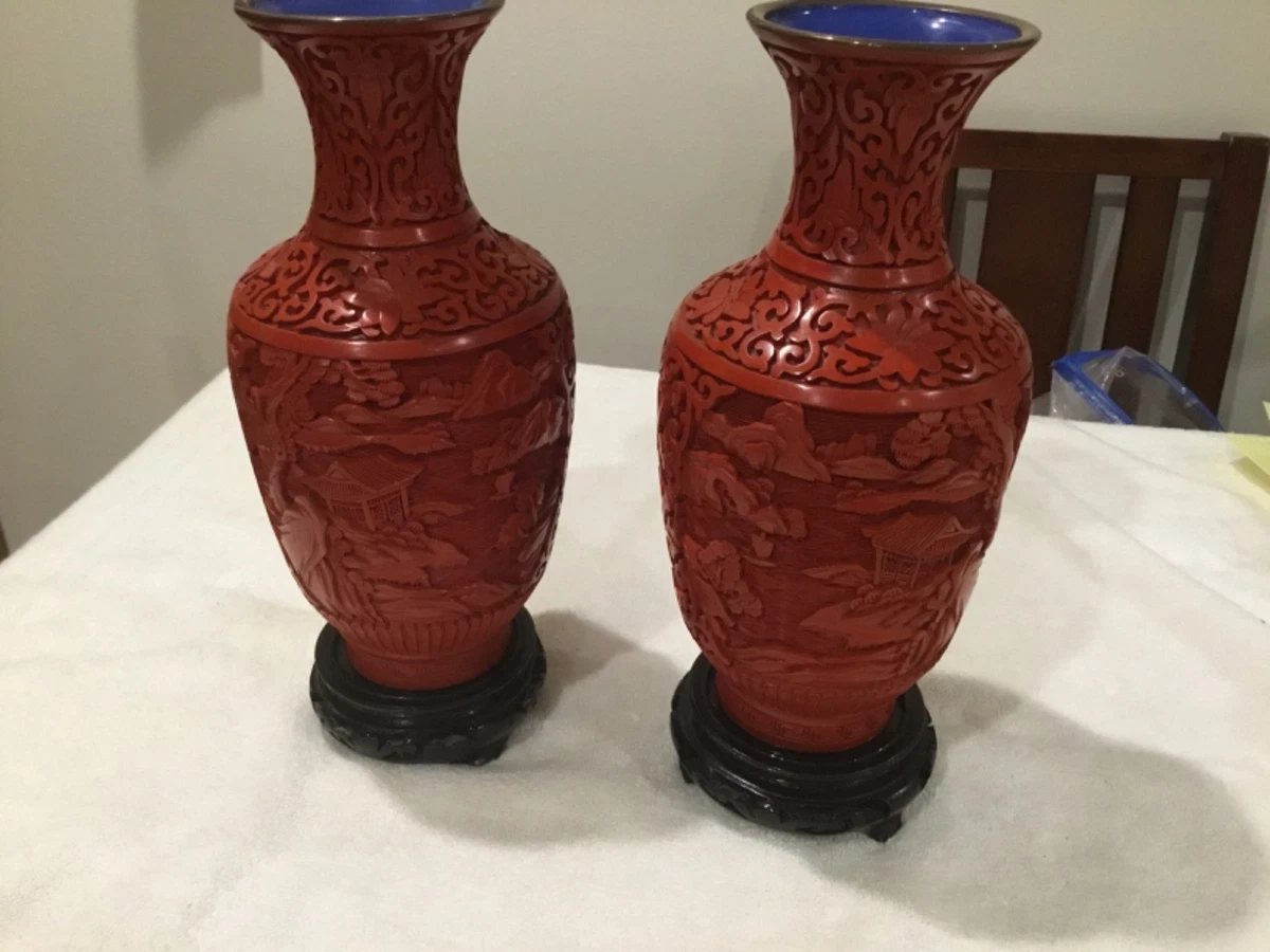 红色黄铜主中国古董花瓶| eBay