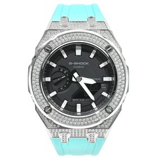 G-SHOCK GA2100 Metal Custom Fully Custom CZ Zirconia Black Dial From JAPAN