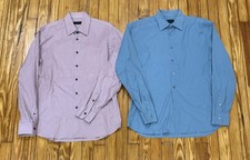 Lot Of 2 Prada Dress Shirt Mens 42 16.5 Button Up Long Sleeve Collar