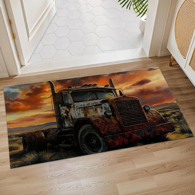 Rustic Truck Indoor Door Mat, 17X29.5 Inch, Floor Area Rug for Entryway, Living