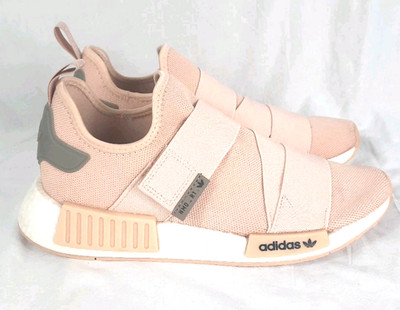 Adidas Womens NMD_R1 Shoes With Strap Size 10.5 Halo Blush White Simple Brown