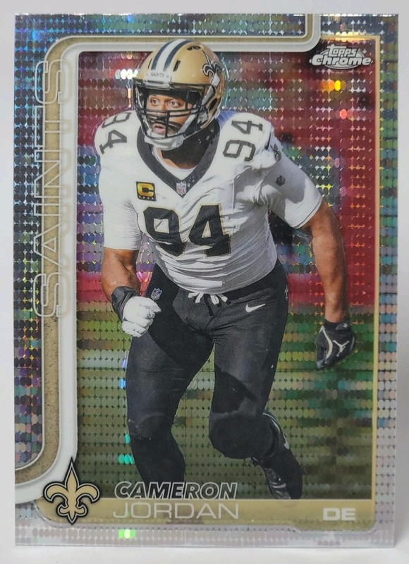 2025 Topps Chrome Football Cameron Jordan #221 Pulsar Refractor Saints