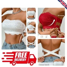 White Lace Bandeau Bra Wireless Strapless Bridal Lingerie for Women