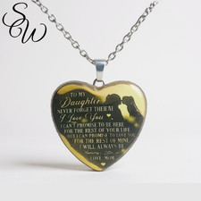 Heart Shaped Letter Crystal Necklace Pendant - To My Daughter Love