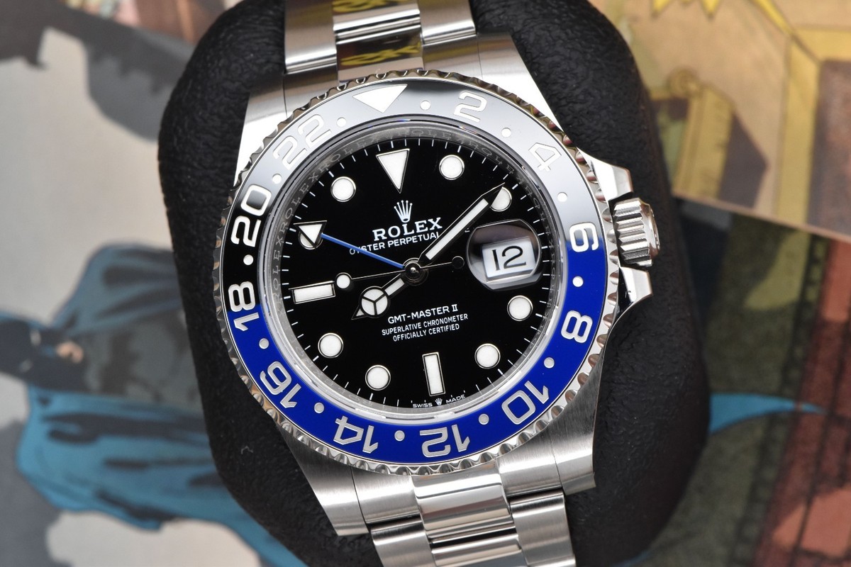 ROLEX GMT-MASTER2 掛時計 黒/青 2022 Rolex GMT-Master II 40mm Steel Batman Black & Blue 126710BLNR