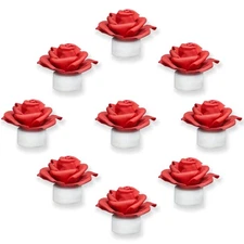 12 Pack LED Candles with Artificial Flowers Battery Operated Tea Lights Red