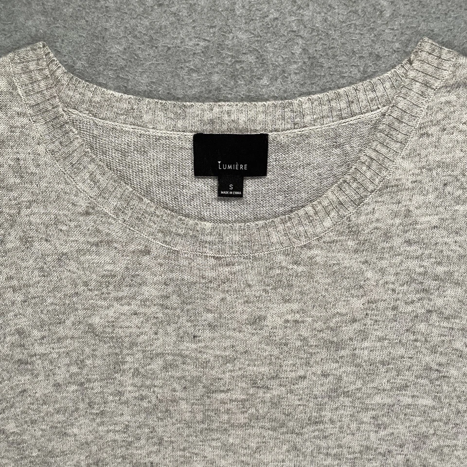 Suéter Anthropologie Lumiere Para Mujer Pequeño Gris Flecos Cuello Redondo Mezcla Angora Foto 3 de 4