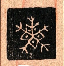 Savy Stamps SMALL SNOWFLAKE Wood Mounted Rubber Stamp Winter Snow Holidays