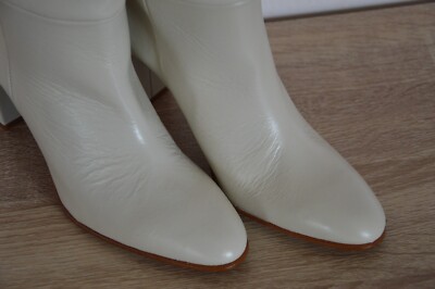 ZARA NEW Ecru Off White Tall leather knee high slouch Boots