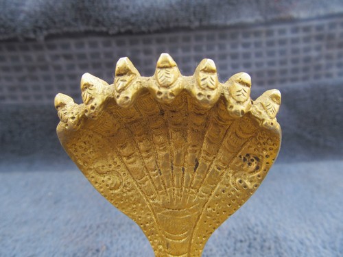 Vintage Solid Brass Tribal God Shiva Lingam Shivling 7 face Snake Statue Figure - Picture 7 of 10