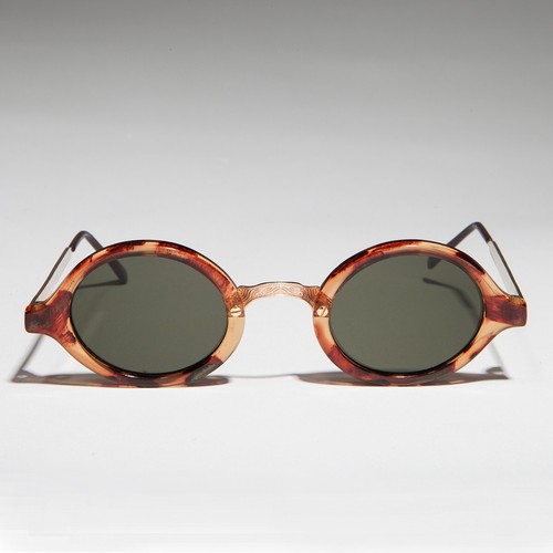 Art Deco Oval Sunglass with Embossed Temples Tortoise/Gold /Green Lens - Degas - Picture 2 of 3