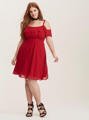 white christmas dresses Textured Floral Mini Skater Dress Red main image 0