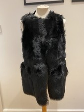 The White Company Toscana Shearling Sheepskin Gilet Black Uk 10 Reversible
