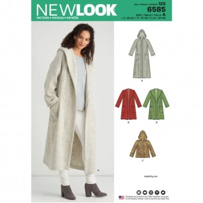 New Look Sewing Pattern 6585 Coats, Jackets A (XS-S-M-L-XL)