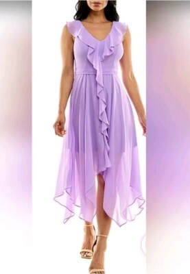 Premier Amour sleeveless high low fit and flare lilac purple dress size 16