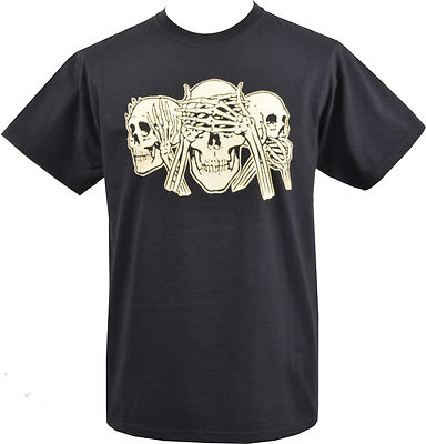 Herren-T-Shirt Schädel Hear no Evil, See no Evil, Speak no Evil Skelett S-5XL