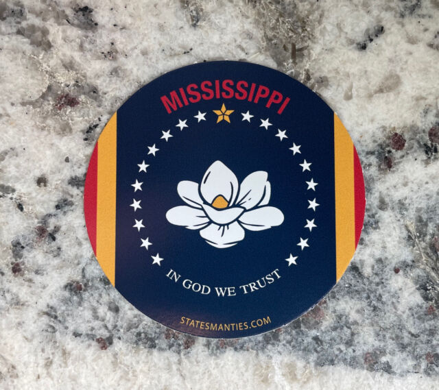 Mississippi MS New State Water Bottle Laptop Vinyl Sticker Decal Statesman Ties