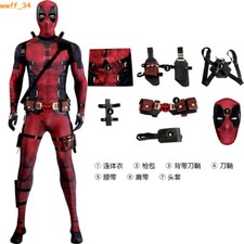 Deadpool 3 Jumpsuit Outfits Wade Wilson Cosplay Costume Accessories Halloween
