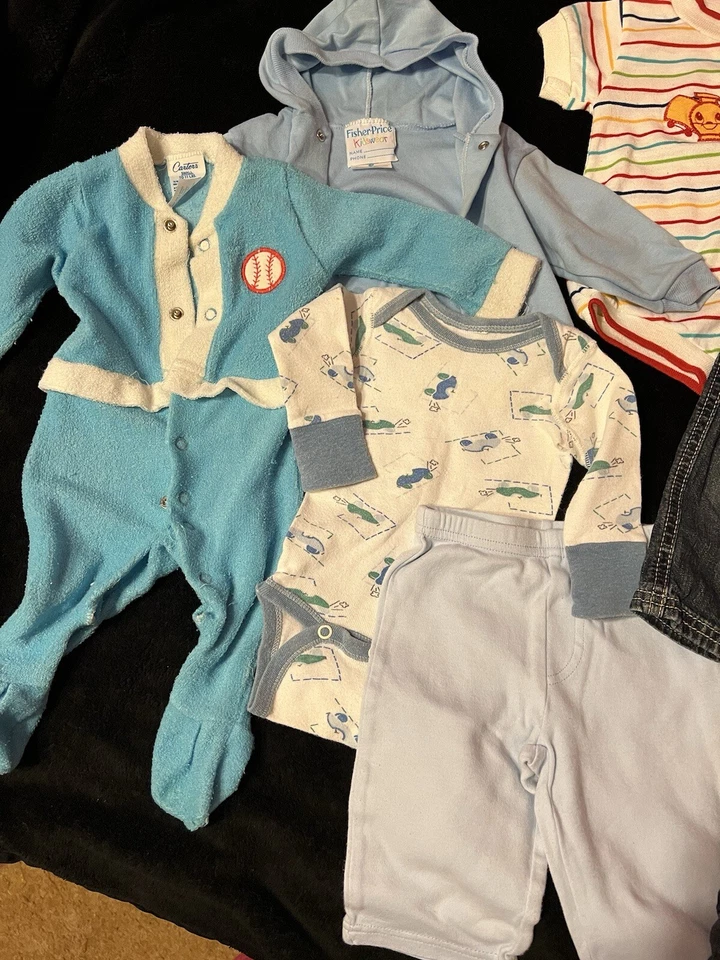 De colección Años 70 Bebé Niño Prematuro a 6 Meses Conjunto Conjuntos Healthtex Carter’s Fisher Price Foto 2 de 4