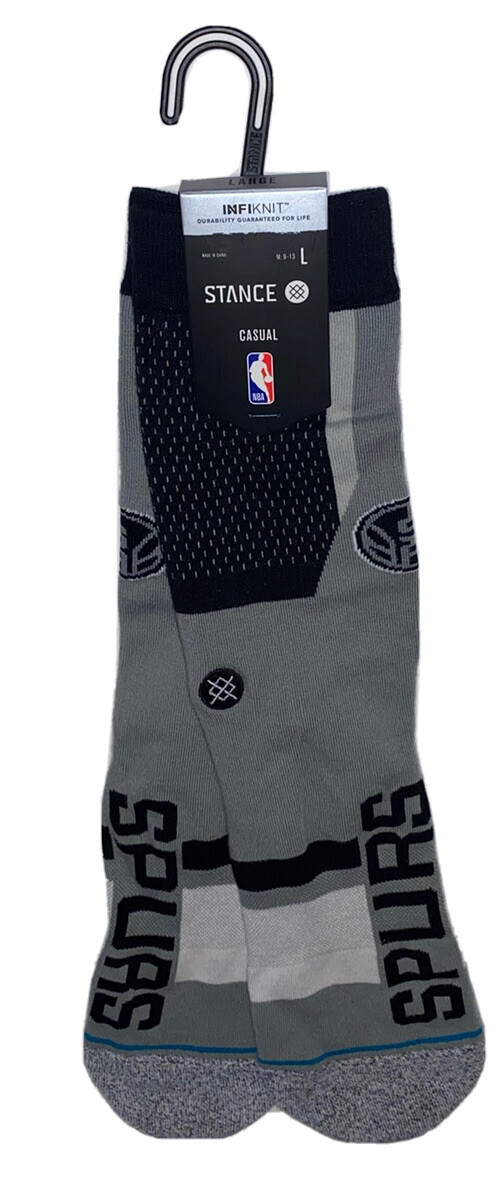 Spurs Crew Socks 1Pair Men 9-13 Gray Black NBA San Antonio Shortcut 2 Basketball-image