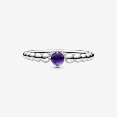 Pandora Purple Birthstone Beaded Ring 198598C03-50 -New without Tags 