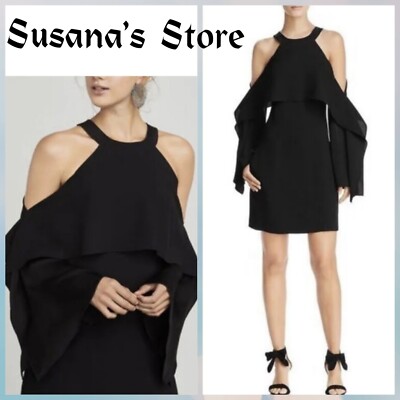 NWT BCBG MAXAZRIA SIZE S Tristyn Cold-Shoulder Halter Ruffle Dress MSRP  $268 | eBay