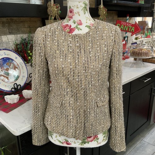 Veste Talbots Tweed Sequins & Perles - Taille 8 - Neuf Avec étiquettes - Style Soirée