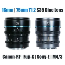 SIRUI 75MM 16MM Cine Lens Kit Lightweight T1.2 Fast Aperture Lens For Sony Fuji