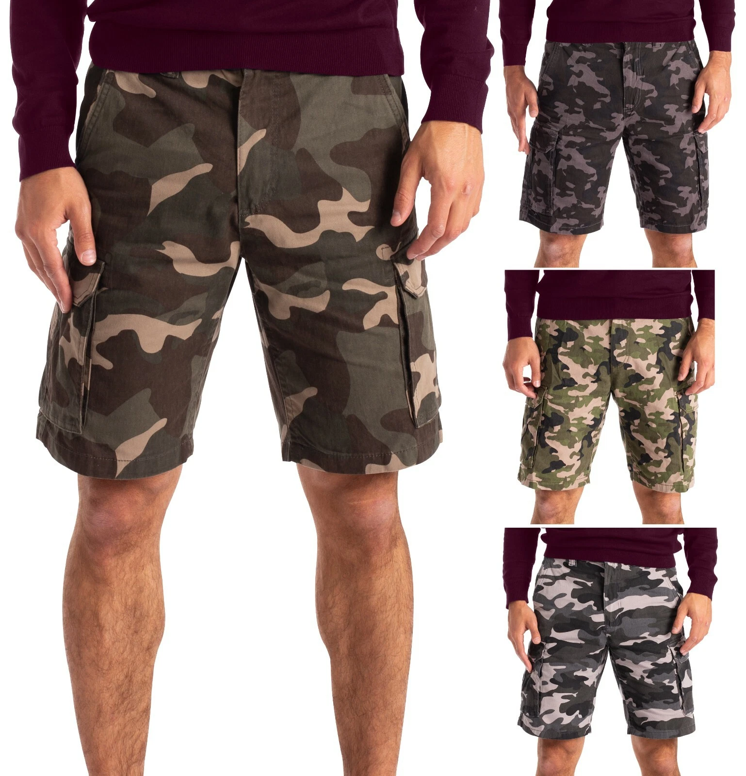 Mens Camo Cargo Shorts Casual Relax Comfort 100% Cotton 6 Pocket Chino Half Pant
Opens in a new wind