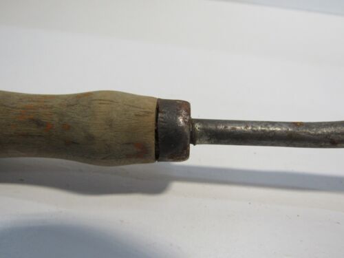 12" Vintage Steel Slotted Spoon w/ Wood Handle - Picture 7 of 11