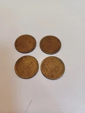 Lot of 4 1981 3D CHUCK E CHEESE TOKENS BRASS Pizza Time Theatre