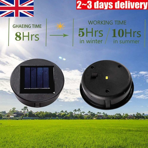 2PCS Garden Solar Powered Replacement Round LED Light Box Fit for Lantern Lamp - Picture 2 of 12