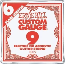 **6 PACK ERNIE BALL .009 SINGLE PLAIN STEEL GUITAR STRINGS **