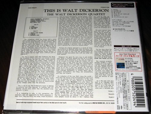 Walt Dickerson - This Is Walt Dickerson! (1961) / JAPAN MINI LP CD (2008) NEW - Picture 2 of 2