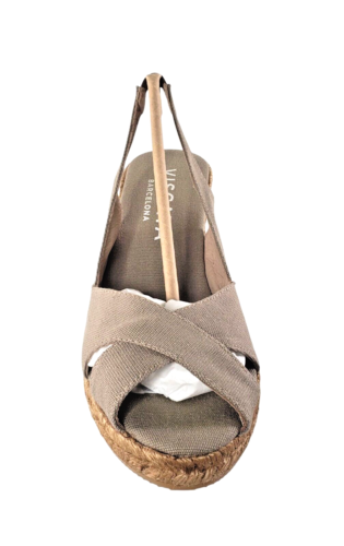 Damen-Sandalen Espadrille Canvas Fersenriemen offene Zehenpartie Keilabsatz hellbraun Viscata US 8,5-9 - Bild 6 von 18