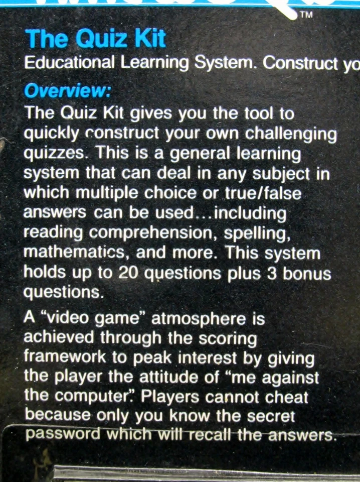 The Quiz Kit, Timex Sinclair & Sinclair ZX-81, Timeworks 1983, New & Sealed - Image 2 of 4