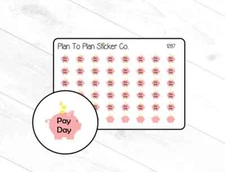 1287~~Payday Piggy Bank Planner Stickers.
