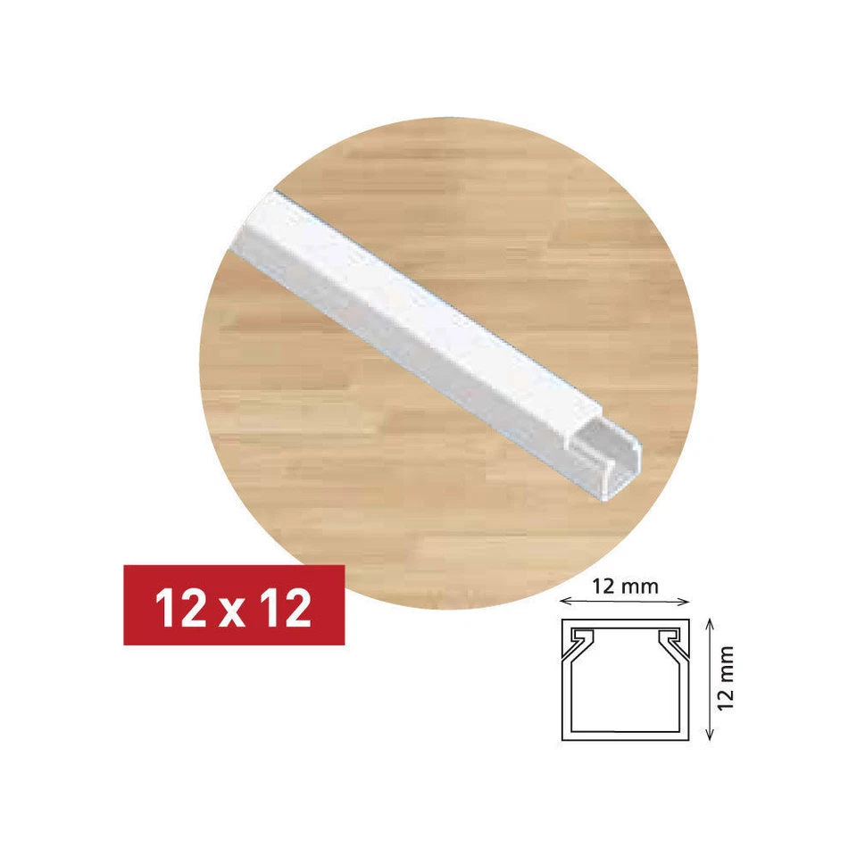 PVC Kabelkanal Kabelleiste Größe und Länge n. Wahl weiß vorgebohrt je Stange 2m - Bild 2 von 4