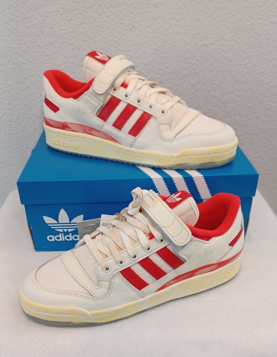 [ADIDAS] ★FORUM 84 LOW ACE / HR0558★男女共用★ New Men's Adidas Forum 84 Low AEC Shoes-Cloud White/Red