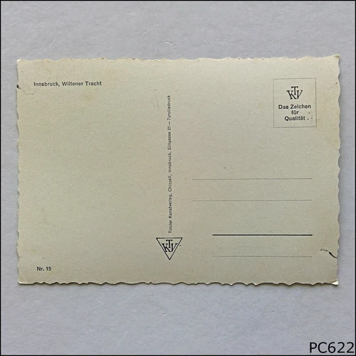Innsbruck Wiltener Tracht Postcard (P622) - Picture 2 of 2