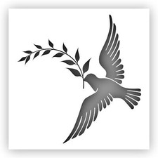 Dove with Olive Branch Stencil - Choose a Size - Laser-Cut Reusable Plastic