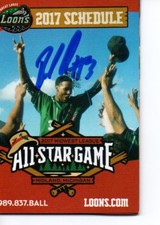 Brendon Davis 2017 Great Lakes Loons Midwest All Star Game Signed Schedule