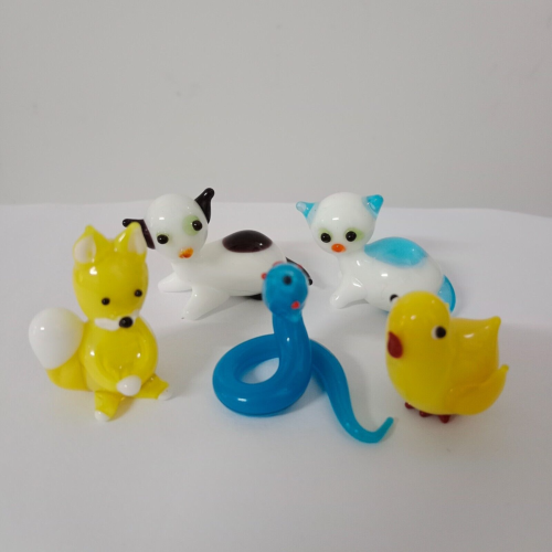 5 pcs.Lot Vintage Hand Blown Glass Art Glass Figurinne Miniature Craft Animal - Picture 1 of 8