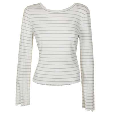 American Rag Junior Weiß Gestreift Langarm Gitter Rücken Top L