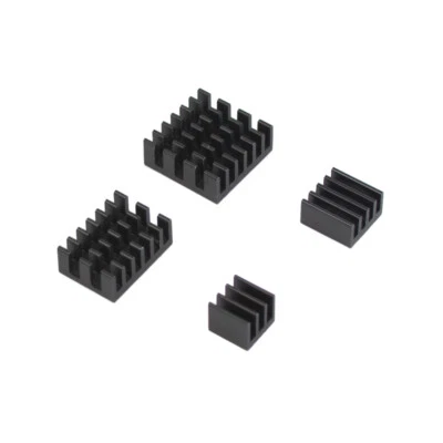 Aluminium Kühlkörper Kit in Schwarz für Raspberry Pi 4 4tlg.Set inkl. Klebefolie