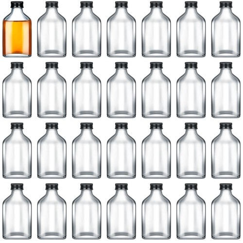 Patelai 48 Pcs Clear Glass Bottles with Caps Mini Glass Flask Liquor Bottles