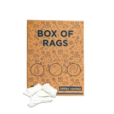 Recycled White Knit Cotton Cleaning Rags 50 lbs. Box Multipurpose Wiping Cloths