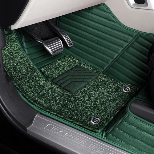 DOUBLE LAYER COWHIDE LEATHER FLOOR MAT MOTOPTES CAR ACCESSORIES 5 SEATS GREEN - Picture 6 of 18